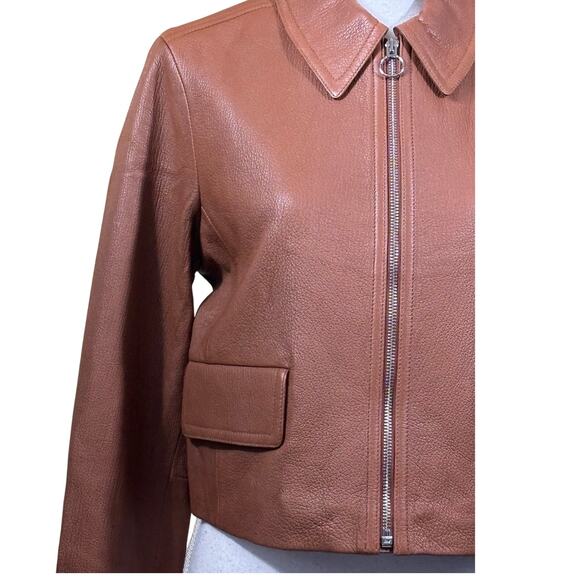Madewell Shrunken Zip Front lamb leather Jacket, NWT, polished, street style - Picture 4 of 7